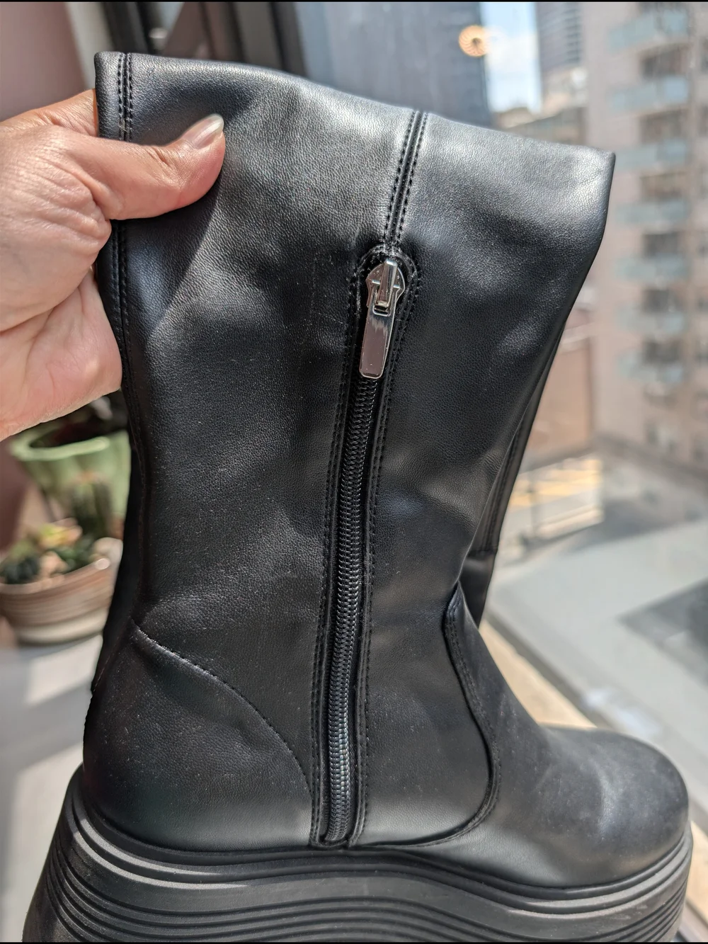 Nine West Black Vegan Leather Ankle Boots with Zip